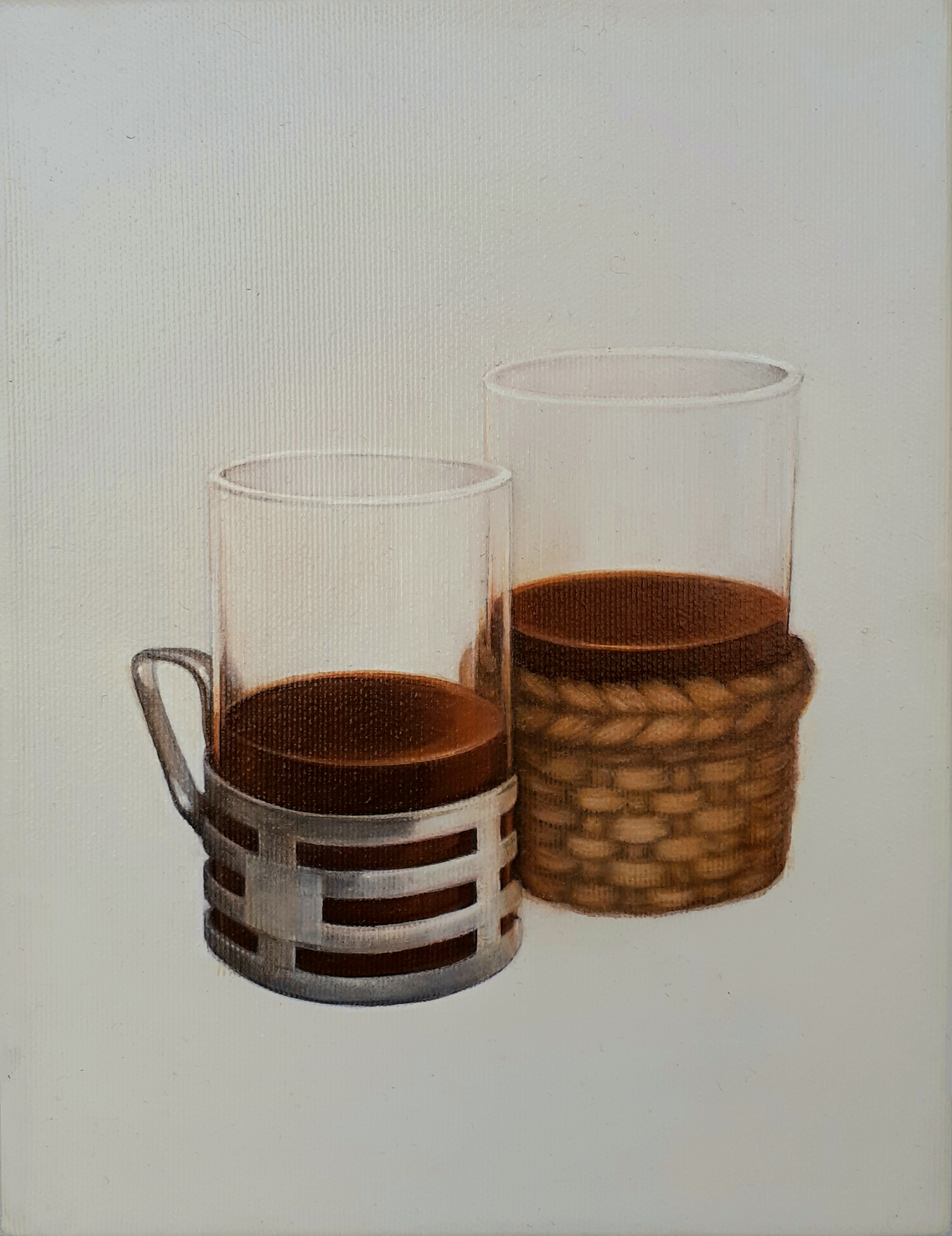 The Talk, from the Nostalgia series, 26cm x 20cm, acrylic on canvas, 2019